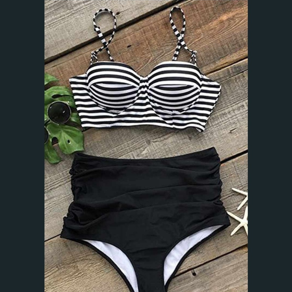 Cupshe stripe and high waisted bikini